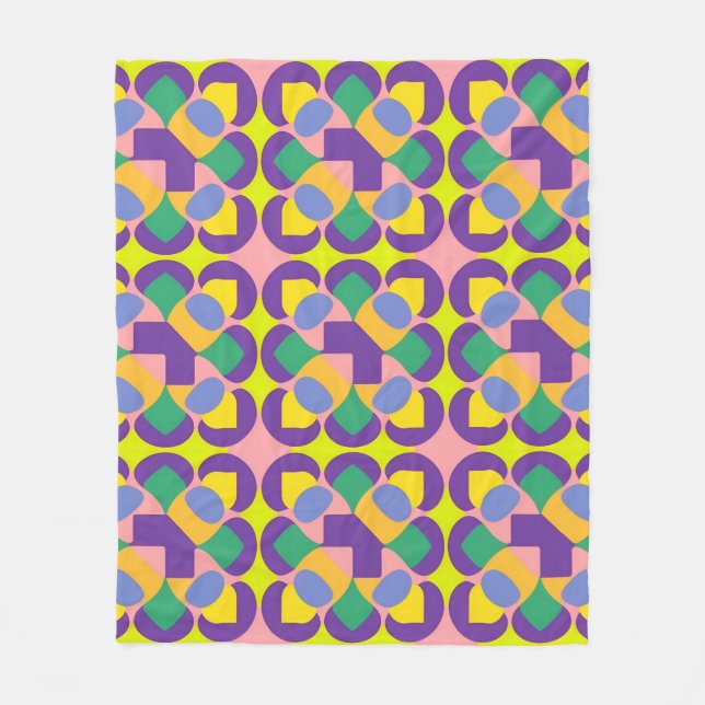 🌈 Vivid Abstract Geometric Bold Colour Decor 🌈 Fleece Blanket (Front)