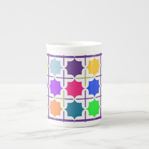 Vivid Abstract Geometric Pattern in Bold Colours Bone China Mug