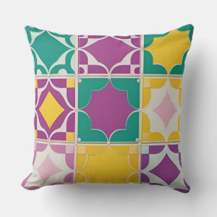 Vivid Abstract Geometric Pattern in Bold Colours Cushion