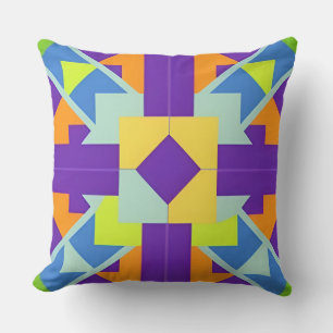 Vivid Abstract Geometric Pattern in Bold Colours Cushion