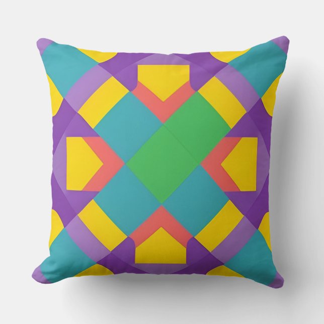 Vivid Abstract Geometric Pattern in Bold Colours Cushion (Front)
