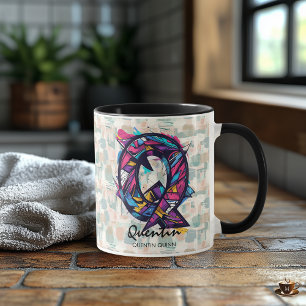 Vivid Abstract Monogram Mug - Q for Quentin