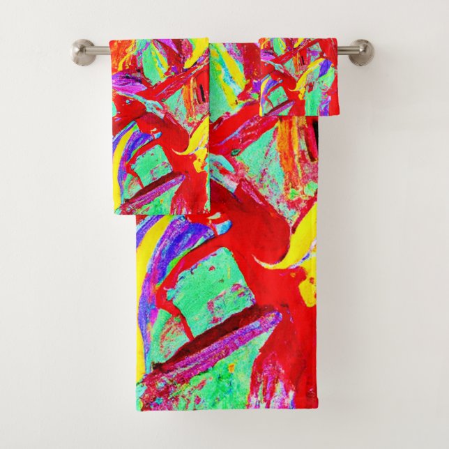 Vivid Abstract Pattern Bath Towel Set (Insitu)