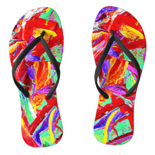 Vivid Abstract Pattern Flip Flops