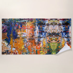 Vivid Abstraction – Oil Paint Chaos on Artist’s Pa Beach Towel