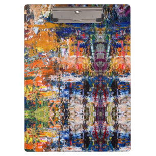Vivid Abstraction – Oil Paint Chaos on Artist’s Pa Clipboard