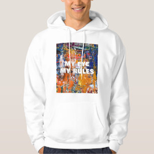 Vivid Abstraction – Oil Paint Chaos on Artist’s Pa Hoodie