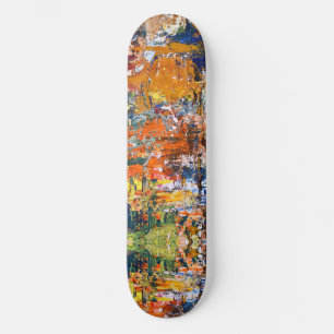 Vivid Abstraction – Oil Paint Chaos on Artist’s Pa Skateboard