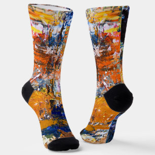 Vivid Abstraction – Oil Paint Chaos on Artist’s Pa Socks