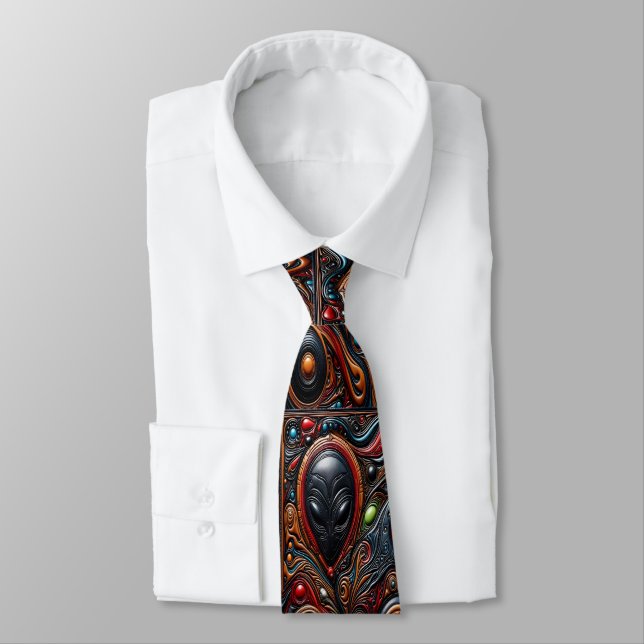 Vivid Alien Encounter Art Tie (Tied)