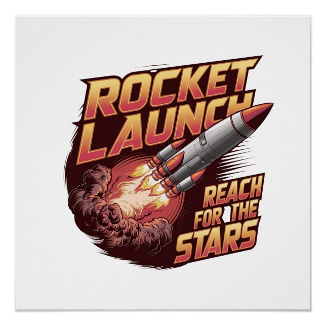 Vivid and Bold Rocket Launch Glossy Poster (Front)