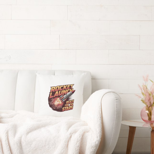 Vivid and Bold Rocket Launch Throw Pillow (Couch)