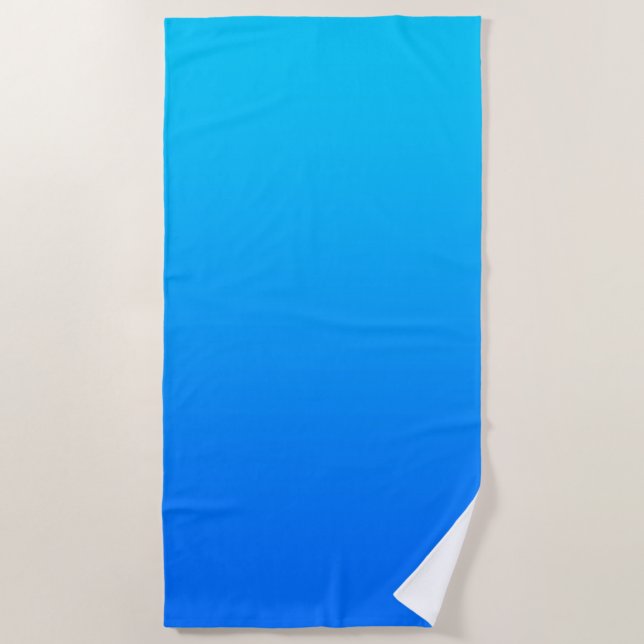 Vivid Aqua Sky Blue Ombre Beach Towel (Front)