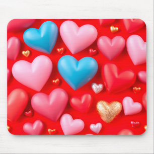 Vivid arrangement of hearts mouse mat