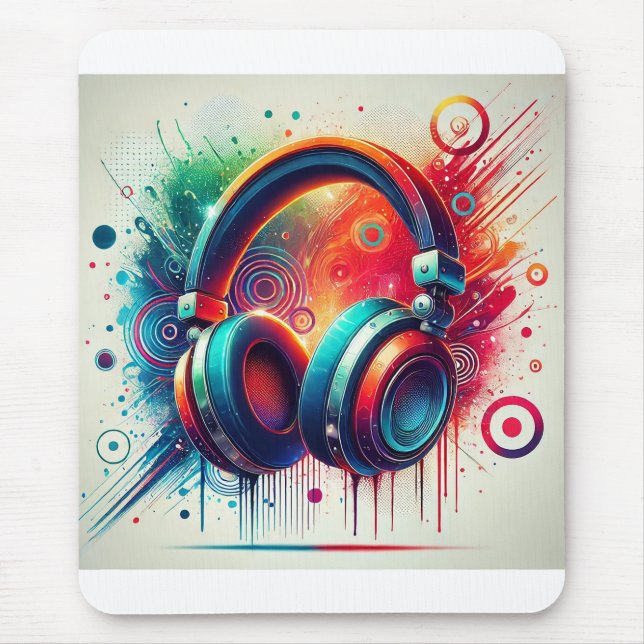 Vivid Artistic Headphones Mouse Mat (Front)
