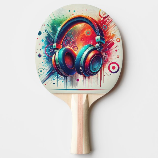 Vivid Artistic Headphones Ping Pong Paddle (Front)