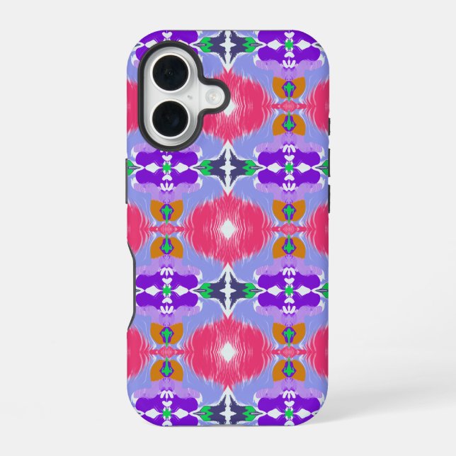Vivid Aurora Kaleidoscope Electric Bloom iPhone 16 Case (Back)