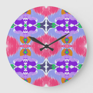 Vivid Aurora Kaleidoscope Electric Bloom Large Clock