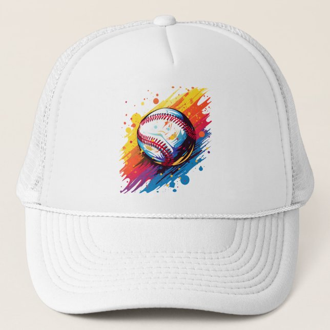 Vivid Baseball Dreams: Watercolor Magic Trucker Hat (Front)