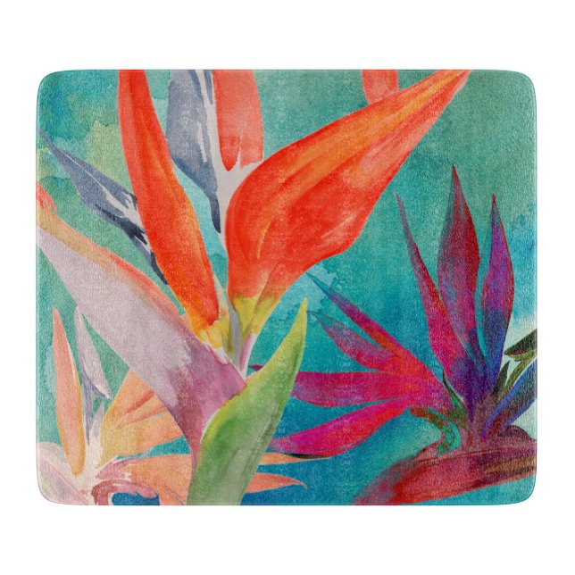 Vivid Birds of Paradise Cutting Board (Front)