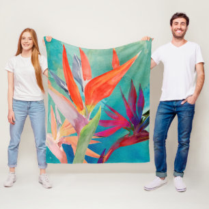 Vivid Birds of Paradise Fleece Blanket