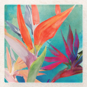 Vivid Birds of Paradise Glass Coaster