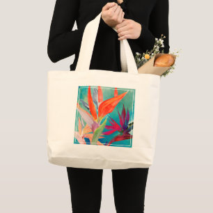 Vivid Birds of Paradise Large Tote Bag
