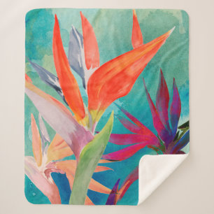 Vivid Birds of Paradise Sherpa Blanket