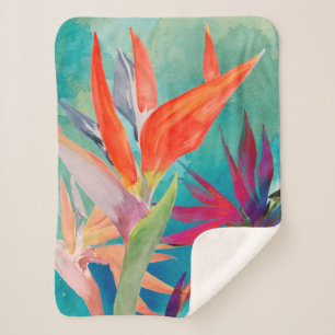 Vivid Birds of Paradise Sherpa Blanket
