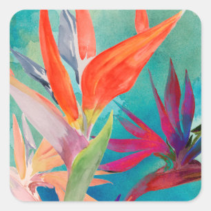Vivid Birds of Paradise Square Sticker