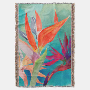 Vivid Birds of Paradise Throw Blanket