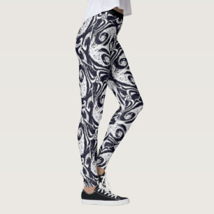 Vivid Black & White Abstract Yoga Pants Leggings
