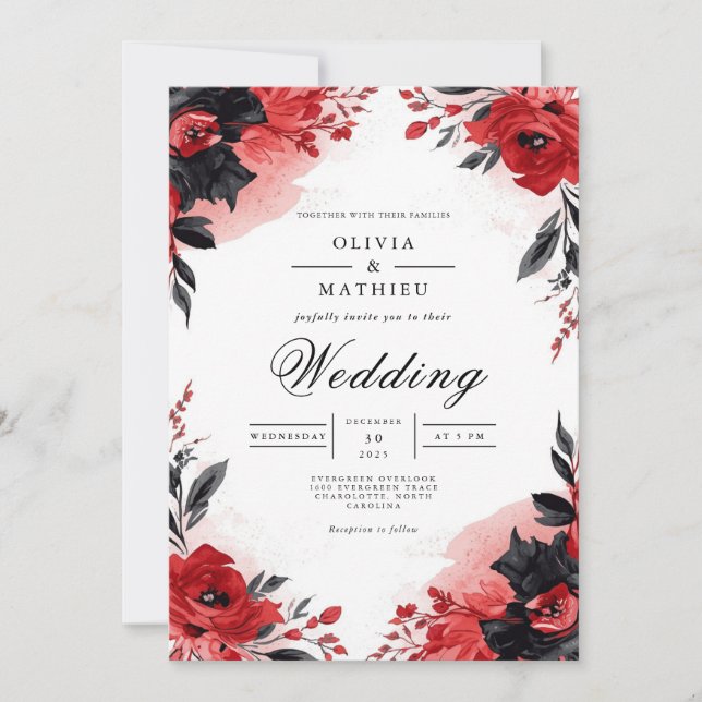 Vivid Bloom Arch Romance Wedding Invitation (Front)