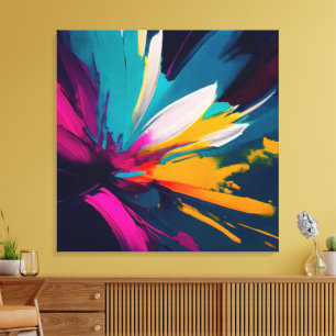 Vivid Bloom – Explosive Abstract Floral Energy Canvas Print
