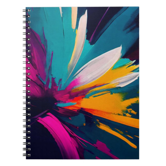 Vivid Bloom – Explosive Abstract Floral Energy Notebook (Front)