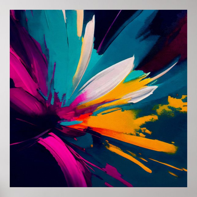 Vivid Bloom – Explosive Abstract Floral Energy Poster (Front)