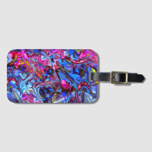 Vivid Blue and Hot Pink Marble Swirl Luggage Tag