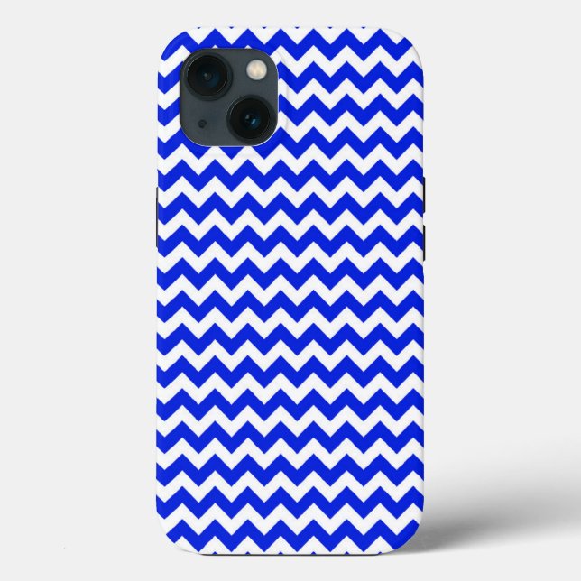 Vivid Blue and White Zig Zag Case-Mate iPhone Case (Back)