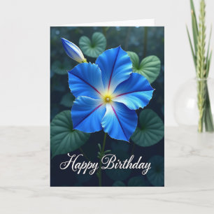 Vivid Blue Flower Birthday Card