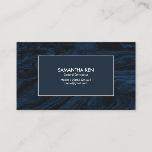 Vivid Blue Grunge General Contractor Business Card