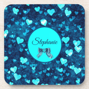 Vivid Blue Hearts Coaster