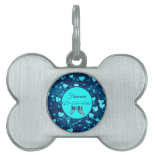 Vivid Blue Hearts Pet ID Tag