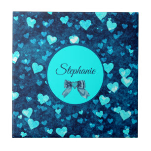 Vivid Blue Hearts Tile