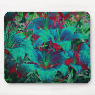 Vivid Blue Lilies Abstract Flower Art  Mouse Mat