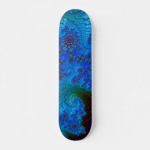 Vivid Blue Nautical Look Fractal Sea Flowers Skateboard