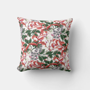 Vivid Botanical Floral Branch Leaves Cushion