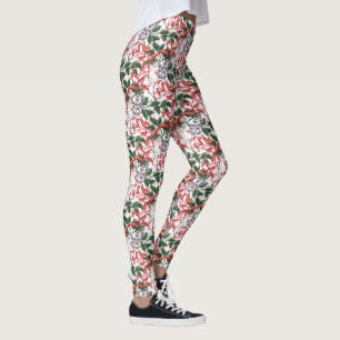 Vivid Botanical Floral Branch Leaves Leggings