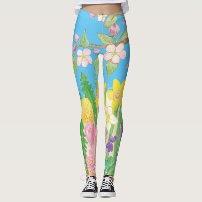 Vivid & Bright Spring Flowers that Radiate Joy    Leggings (Front)