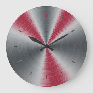 Vivid Burgundy Splashes One Colour Large Clock