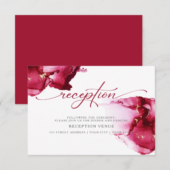 Vivid Burgundy Wine Red Abstract Watercolor Invitation (Front/Back)